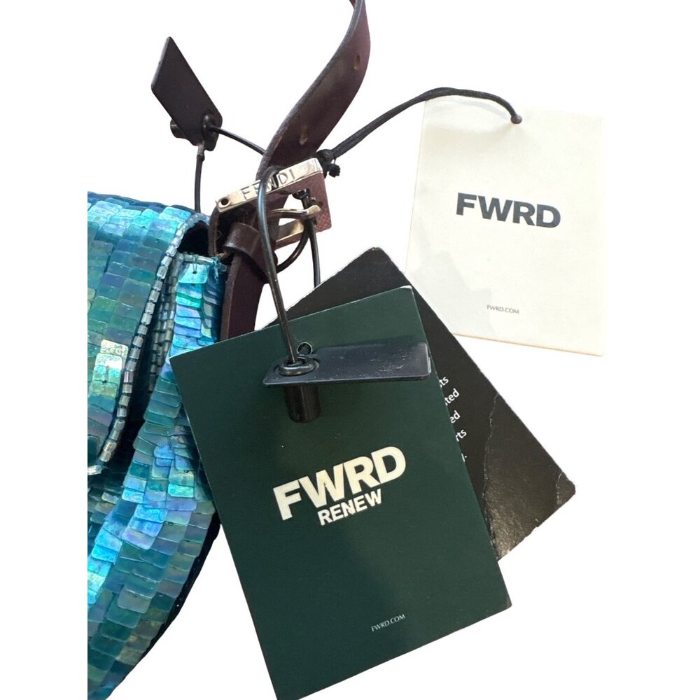 Vintage Fendi FWRD Renew Sequin Baguette Shoulder Bag in Blue Womens Handbag - Picture 8 of 16